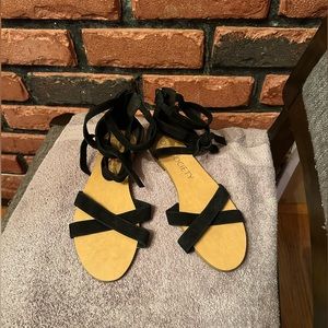 Sole Society Sana black Suede Leather Sandals 8